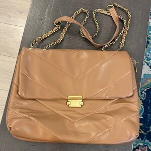 Tan Quilted Shoulder Bag